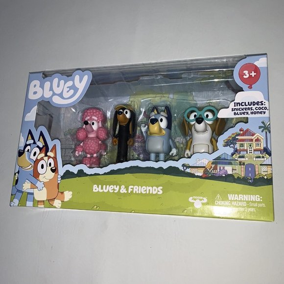 BLUEY Bluey Friends Family Toy Mini Figures Bluey Snickers Coco Honey 4 Pack - Picture 2 of 3